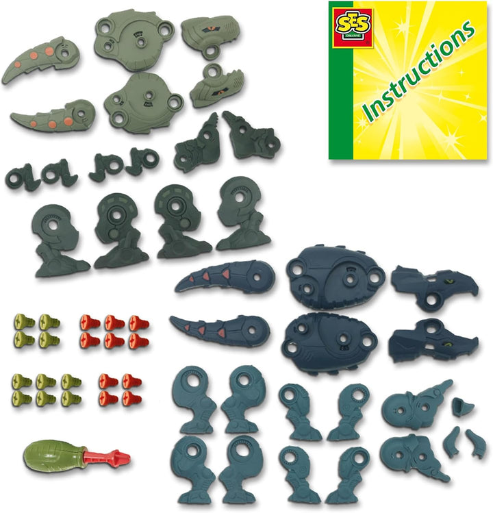 SES Creative 14291 Dino-Schraubkonstruktionen - Kreatives Bauset für Kinder ab 5 Jahren - Baue einen