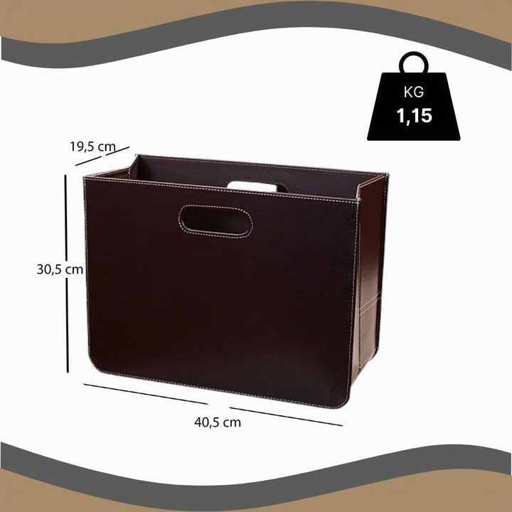 Design ZEITUNGSKORB Business | Kunstleder, 40,5x30,5x19,5 cm (BxHxT), Braun | Faltbarer Zeitschrifte