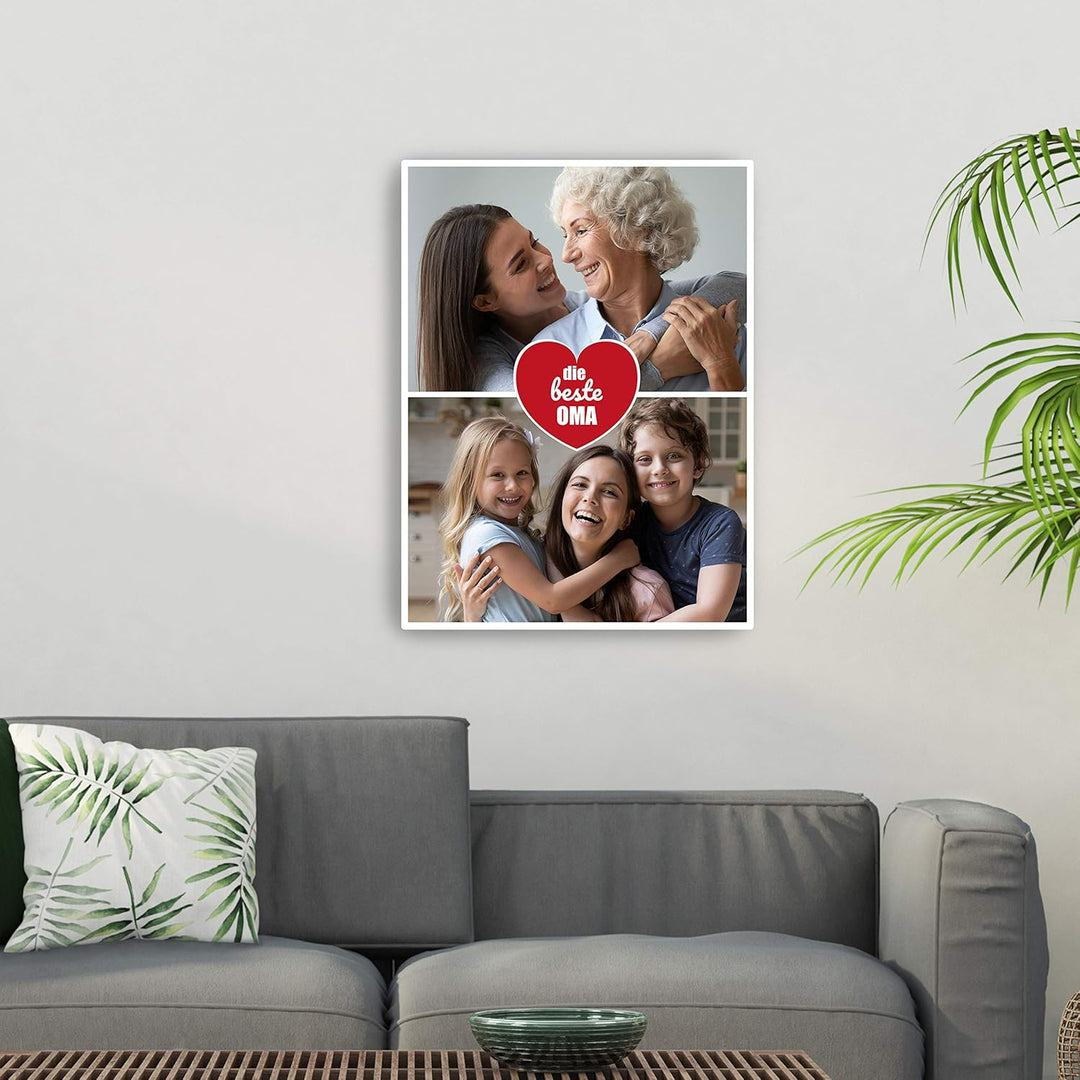 wandmotiv24 Leinwandbild 260 g/m ² - Foto-Collage mit 2 Fotos - Fotogeschenk - Geschenk für die Gros