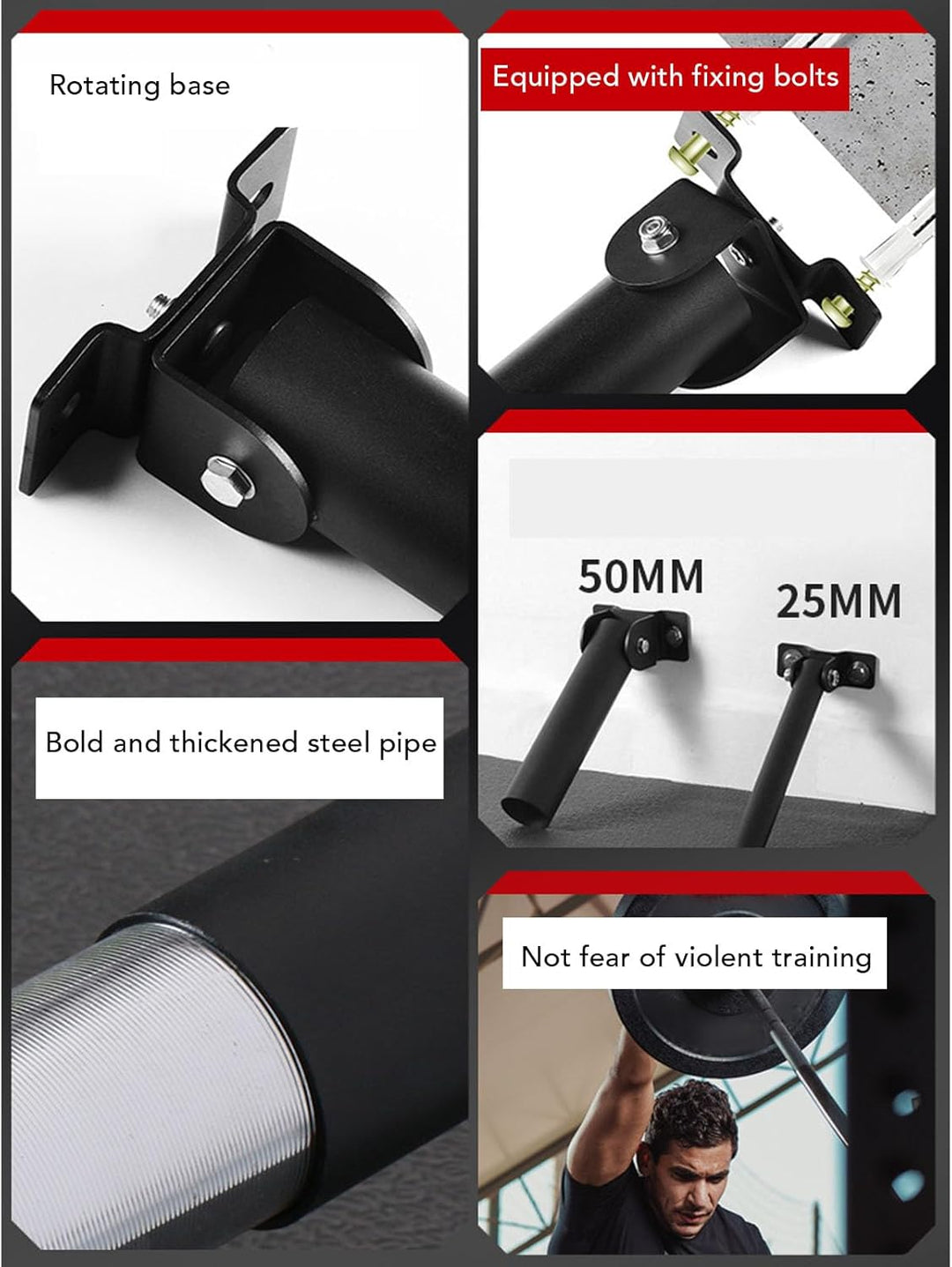 Keenso Wall Mount Post Landmine Anhang, 360 -Grad -Rotation T -Stange -Reihen -Plattform -Befestigun