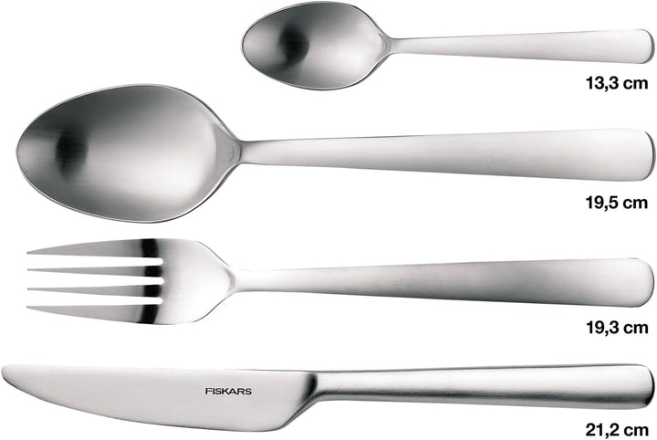 Fiskars Besteck-Set, 16-teilig, Qualitätsstahl, Silber/Matt, Functional Form, 1002958, Besteck-Set,