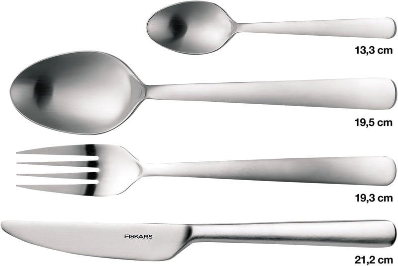 Fiskars Besteck-Set, 16-teilig, Qualitätsstahl, Silber/Matt, Functional Form, 1002958, Besteck-Set,
