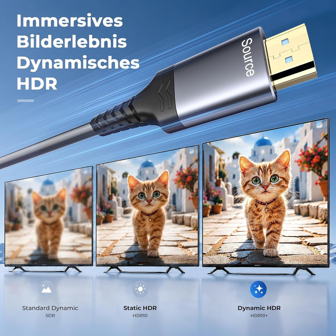 8K HDMI Glasfaserkabel 20m, 48Gbps Ultra High Speed HDMI 2.1 Kabel/AOC Unterstützung 8K@60Hz,4K@120H