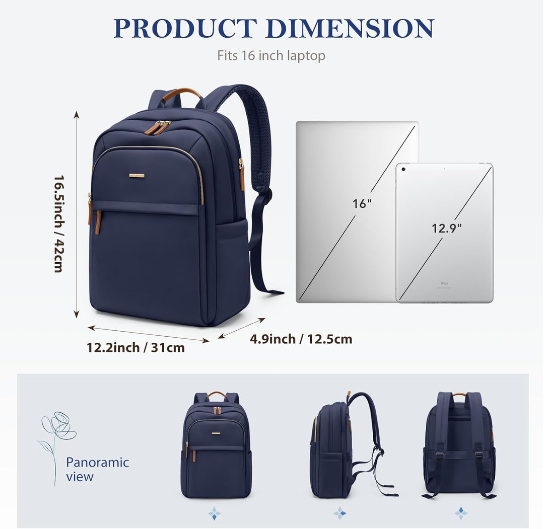 Rucksack Damen für Schule, Laptop Rucksack 16 Zoll, Gross Schultasche Arbeitstasche Lehrertasche Bac