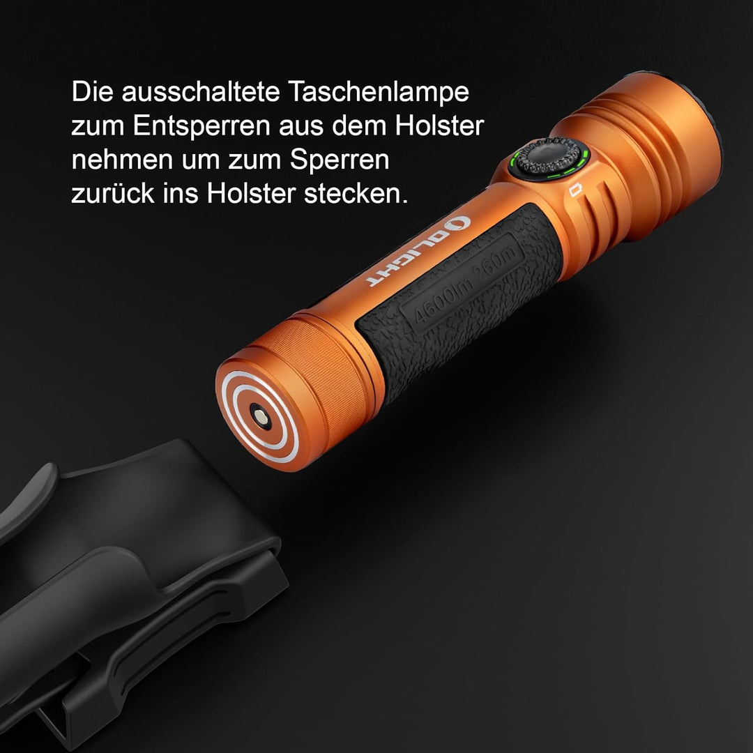 OLIGHT Seeker 4 Pro LED Taschenlampe mit Holster, 4600 Lumen 260 Meter, USB-C Wiederaufladbare Tasch