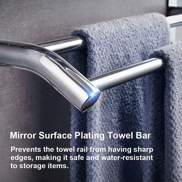 HONPHIER®Handtuchhalter Chrom Handtuchstangen Edelstahl mit Regal und Haken Handtuchstange Bad 59 cm