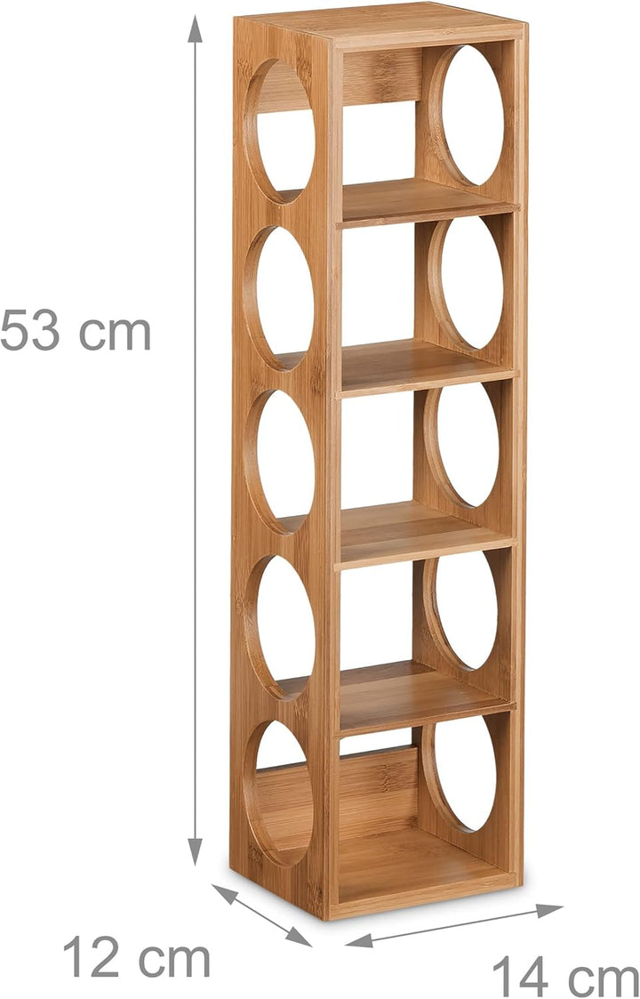 Relaxdays Weinregal für 5 Flaschen, 2er Set, Weinständer Bambus, HBT: 53 x 14 x 12 cm, Weinhalter st