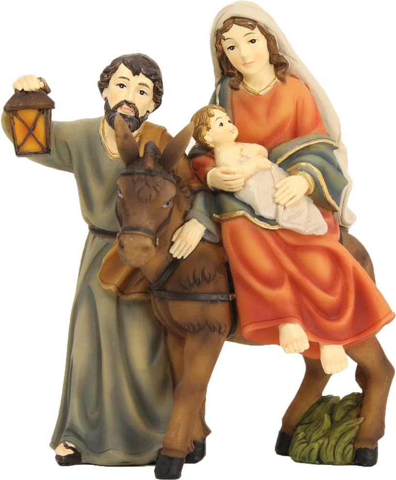 FADEDA Hlg. Familie auf der Flucht/Höhe:18 cm/handbemalt/detailgetreue Krippen Figuren - Weihnachten