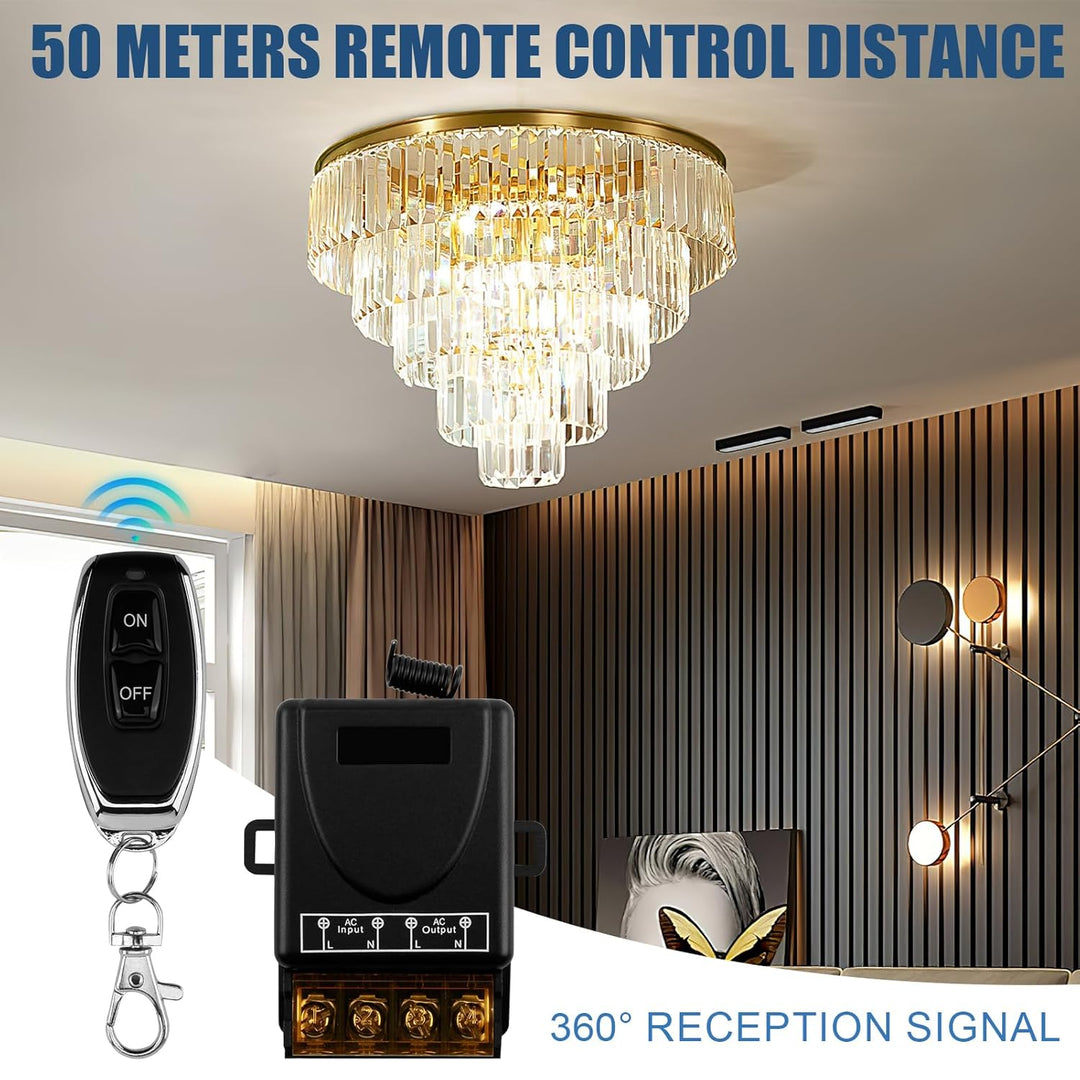 Funk Fernbedienung Schalter AC 220V 230V 30A, Drahtloser Relais-Empfänger mit 2 Sendern, Steuerung f
