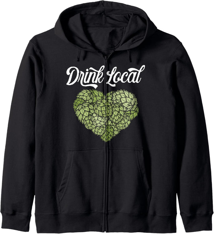 Drink Local! Hoppy Beer Lover Hops Heart Graphic Kapuzenjacke