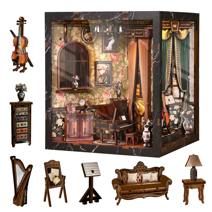Book Nook Kit für Erwachsene - CRIOLPO DIY Miniatur Haus Holzpuzzle 3D Puppenhaus - Buchstütze für B