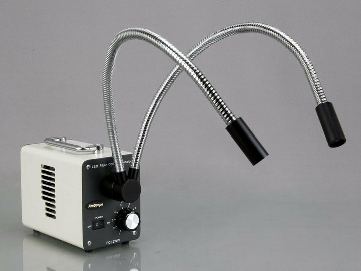 AmScope LED-50WY 50W LED Fiber Optic Dual Schwanenhalsleuchten Mikroskop Illuminator
