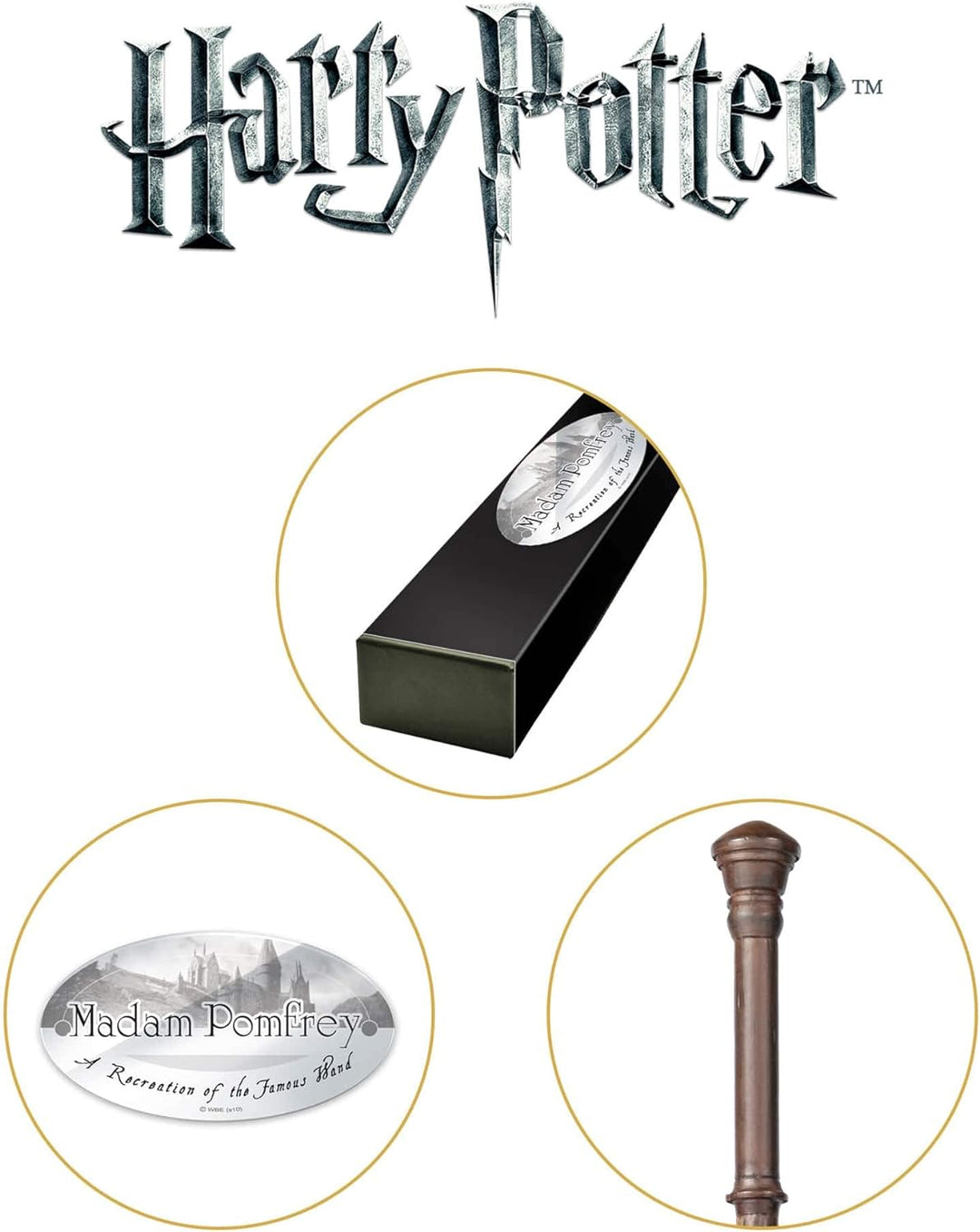 The Noble Collection - Madam Pomfrey Character Wand - 13in (32cm) Wizarding World Wand with Name Tag