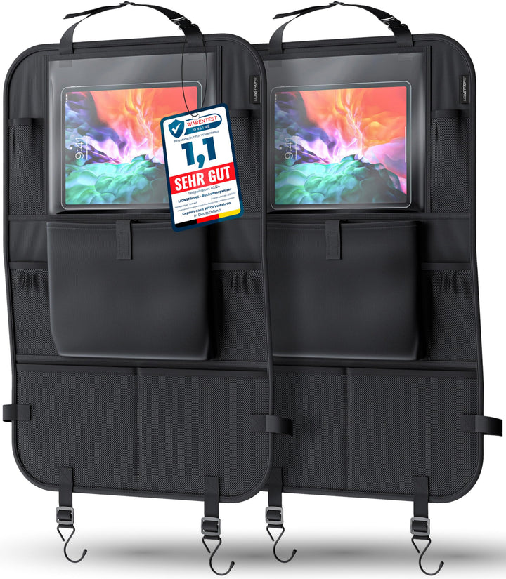 LIONSTRONG® Auto Organizer Kinder Rücksitz schwarz [WASSERDICHT] - Rückenlehnenschutz Auto Kinder un