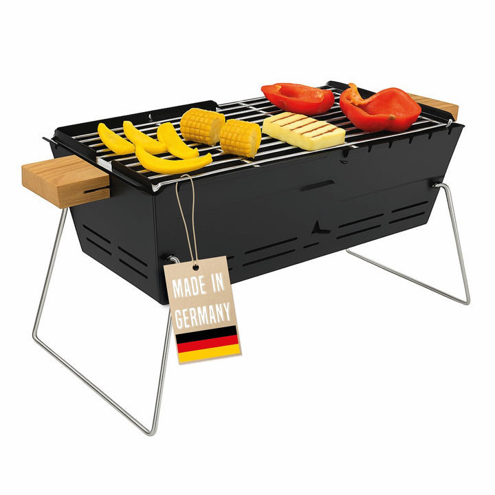 Mobiler Holzkohlegrill BBQ-Gril aus Edelstahl; Tragbarer Camping Grill & Feuerschale für 2–5 Persone