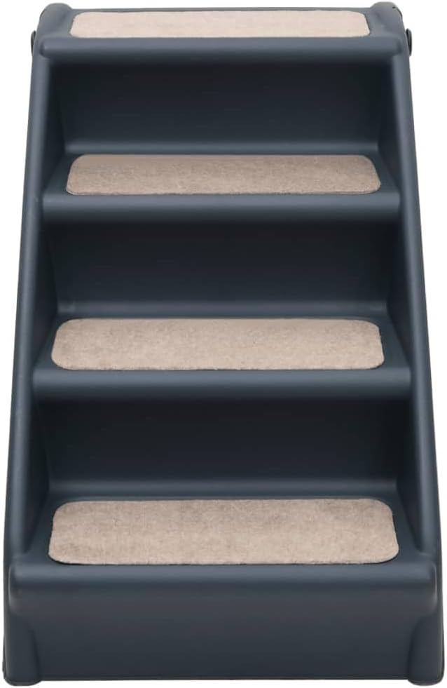 vidaXL Hundetreppe 4 Stufen Klappbar Haustiertreppe Katzentreppe Hunderampe Dunkelgrau, Dunkelgrau