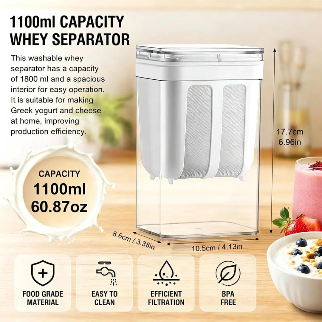 Joghurt Sieb mit Deckel, 1100 ml Feine Filtersiebe für Joghurt, Joghurt Presse mit 80-Mesh Edelstahl