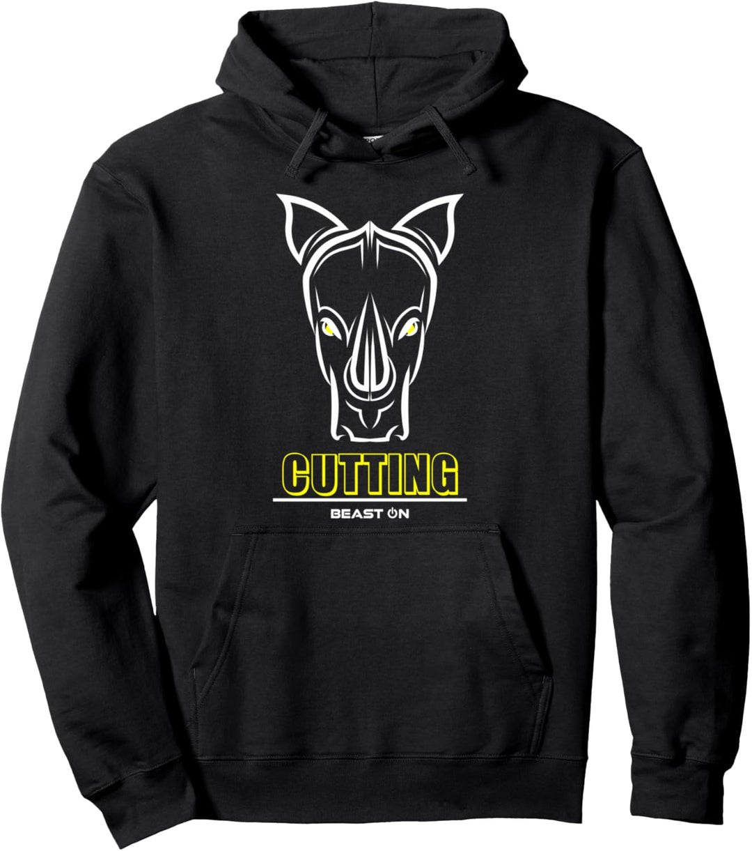 Nashorn Kopf Cutting Gelb Gym Workout Fitness Training Gains Pullover Hoodie