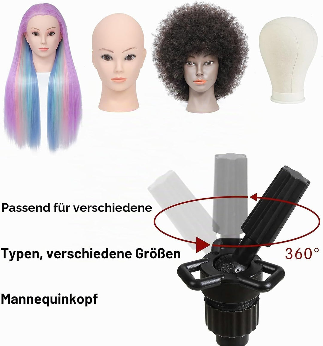 Perückenständer Stativ verstellbarer Metall Mini Perückenkopf Ständer für Training Mannequin Köpfe u
