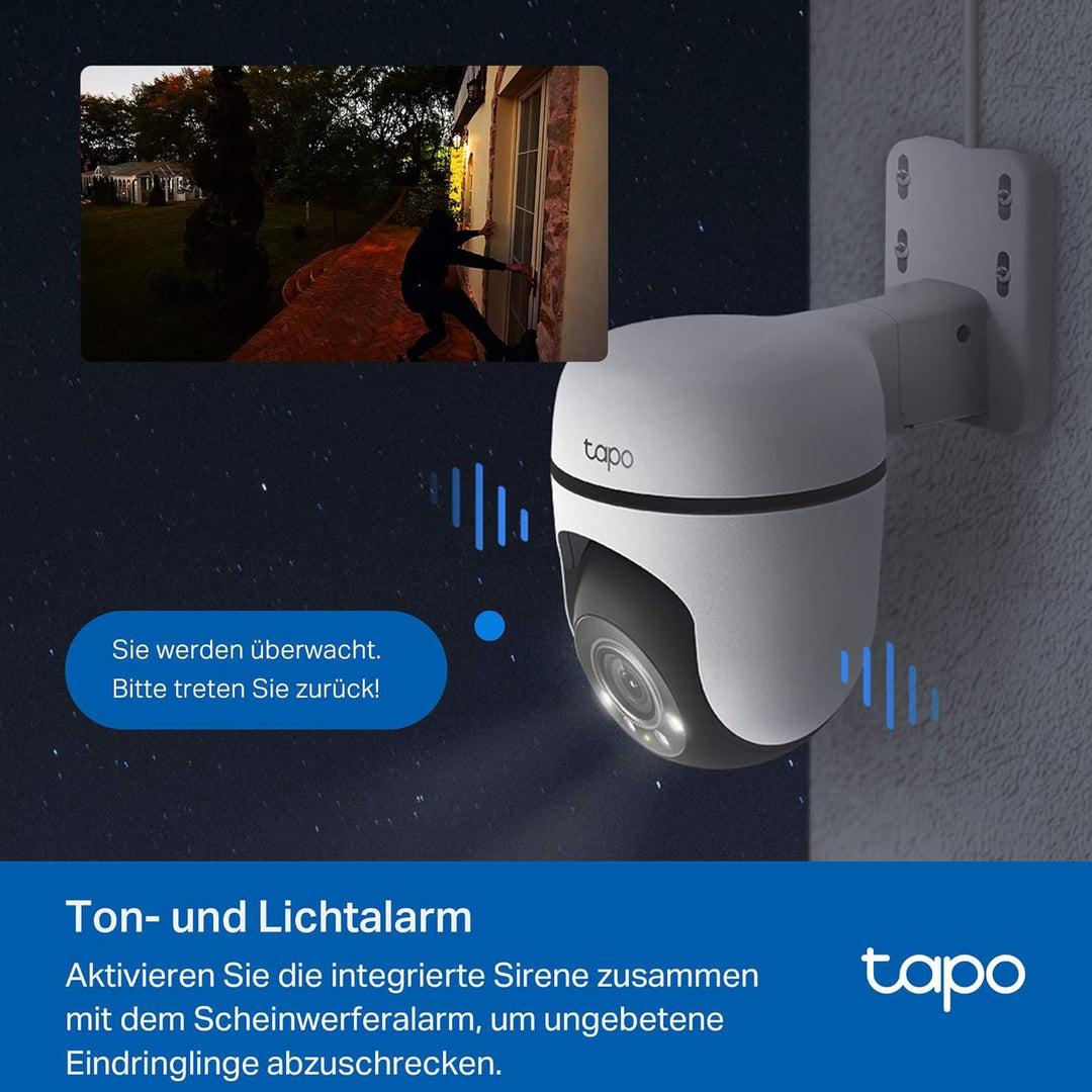 Tapo C51A 2K WLAN Überwachungskamera Aussen, 360° Schwenk-/Neige, Vollfarbige Nachtsicht, Personener