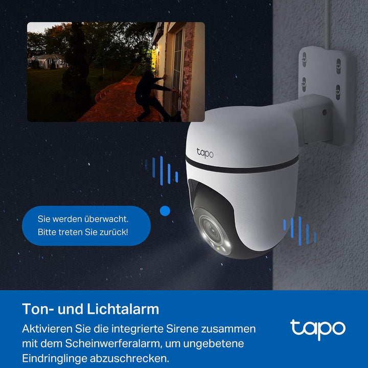 Tapo C51A 2K WLAN Überwachungskamera Aussen, 360° Schwenk-/Neige, Vollfarbige Nachtsicht, Personener