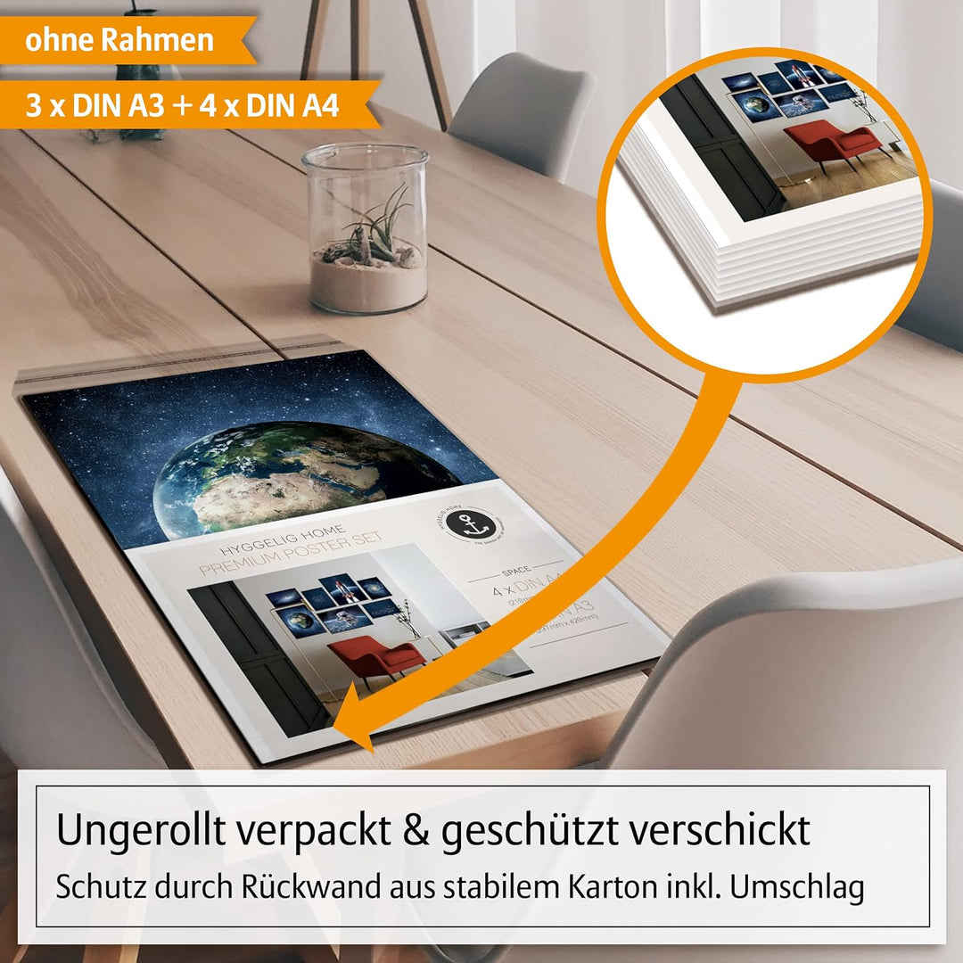 Hyggelig Home Premium Poster Set - 7 passende Bilder im stilvollen Set - Collage Deko - Set Space 3