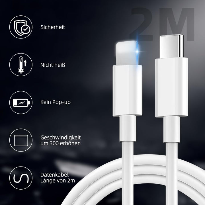 2er-Pack 25W USB C Ladegerät,Super Fast Charger mit 2M Ladekabel,Typ C Handy Netzteil Adapter für Sa
