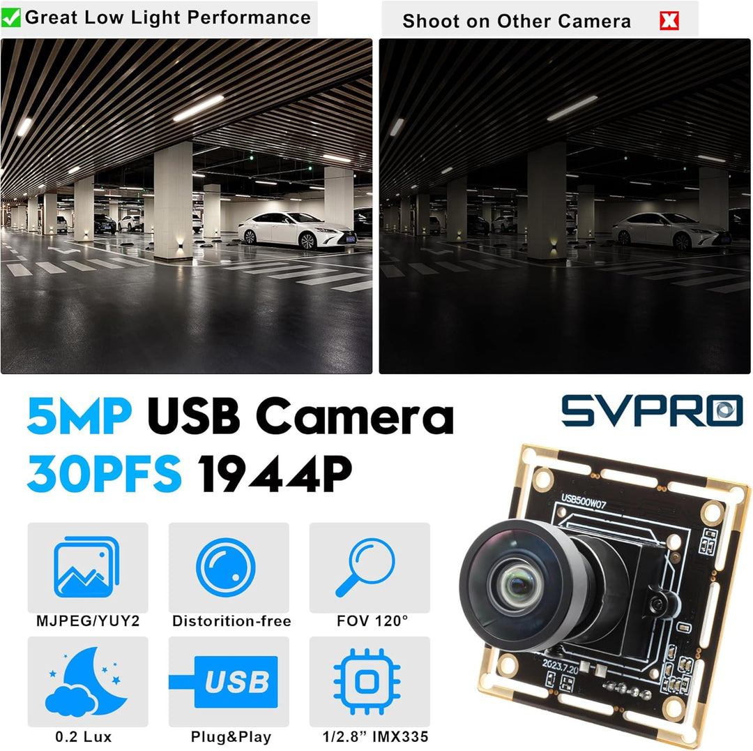 Svpro 5MP 30FPS USB Kameramodul mit M12 120 Grad Weitwinkel Webcam Board IMX335 Low Light Kamera Boa