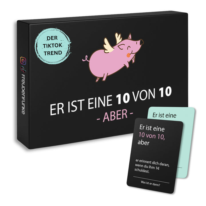 Er ist eine 10/10, aber Spiel – Kartenspiel mit 100 Karten zum Lachen & Diskutieren für unvergesslic