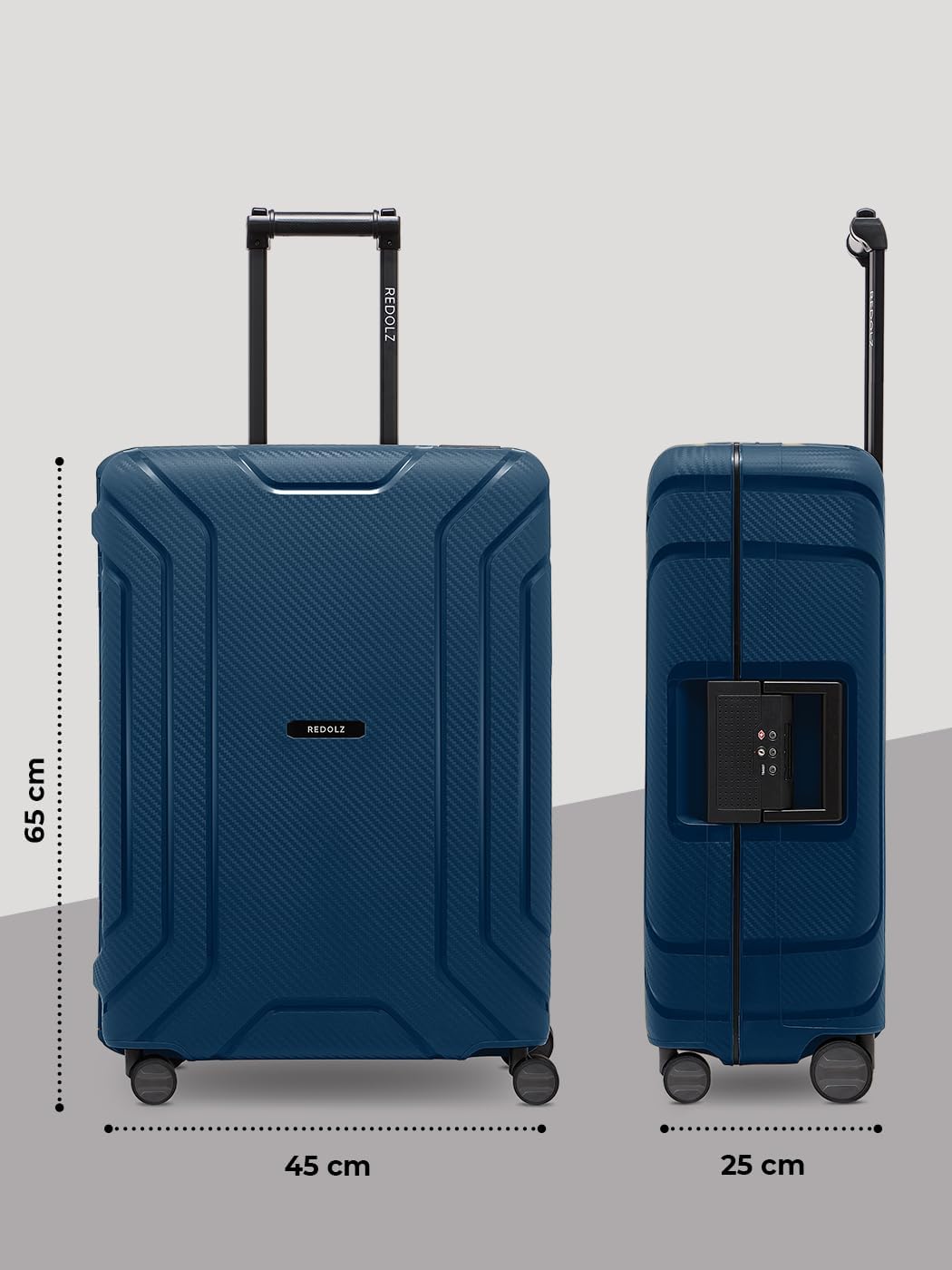 REDOLZ Hartschalen Check-in Koffer ohne Reissverschluss | 3-Punkt-Verschluss-System | Mittelgrosser