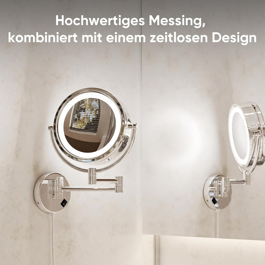 DOWRY Schminkspiegel mit Beleuchtung Wandmontage Led Kosmetikspiegel mit Vergrösserung 10 Fach Doppe
