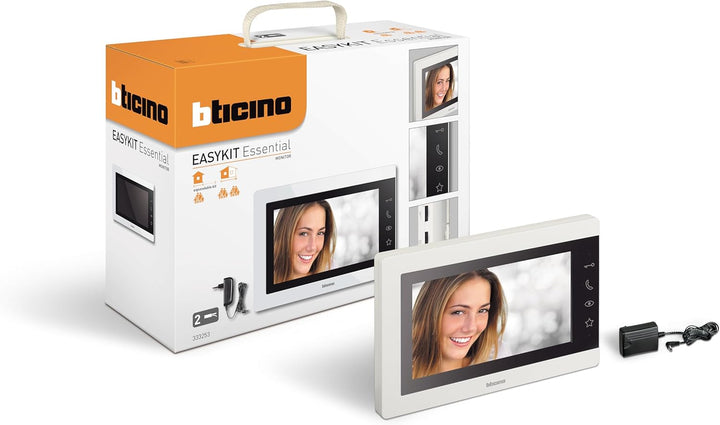 Bticino 333253 Interne 7 Zoll Video-Türsprechanlage, 2-adrig 317913, mit Netzteil Plug-In Stecker