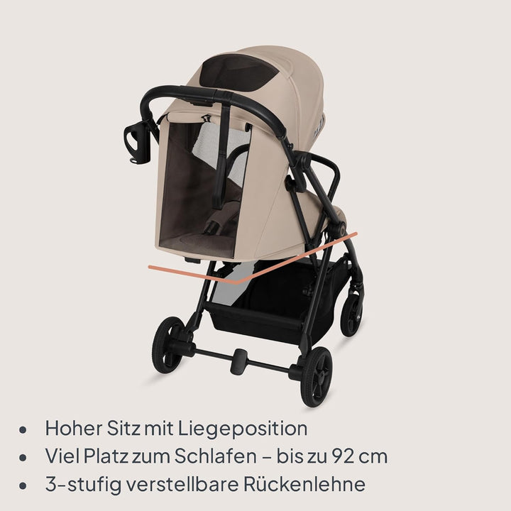 Lionelo Tansi Reisebuggy bis 22 kg, 6 Monate–4 Jahre, Kompakt Faltbar mit Einhand Auto Folding, Grav