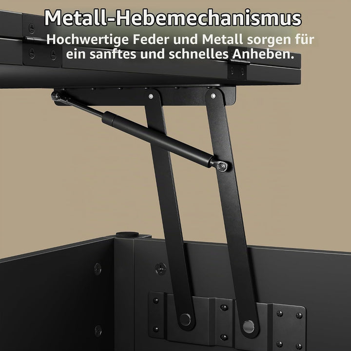 Furnihold Höhenverstellbarer Couchtisch mit Schubladen und Geheimfach, Konvertierbarer Wohnzimmertis