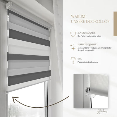 Home-Vision® DuoRollo Klemmfix, Doppelrollo ohne Bohren mit Klämmträgern, Rollos für Fenster und Tür