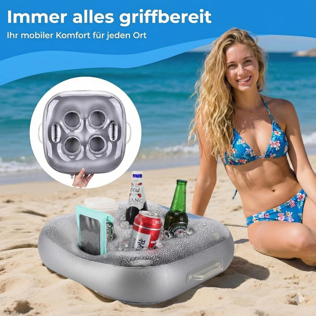 Aufblasbarer schwimmender, Getränkehalter mit 6 Löchern, grosses Fassungsvermögen und transparentem