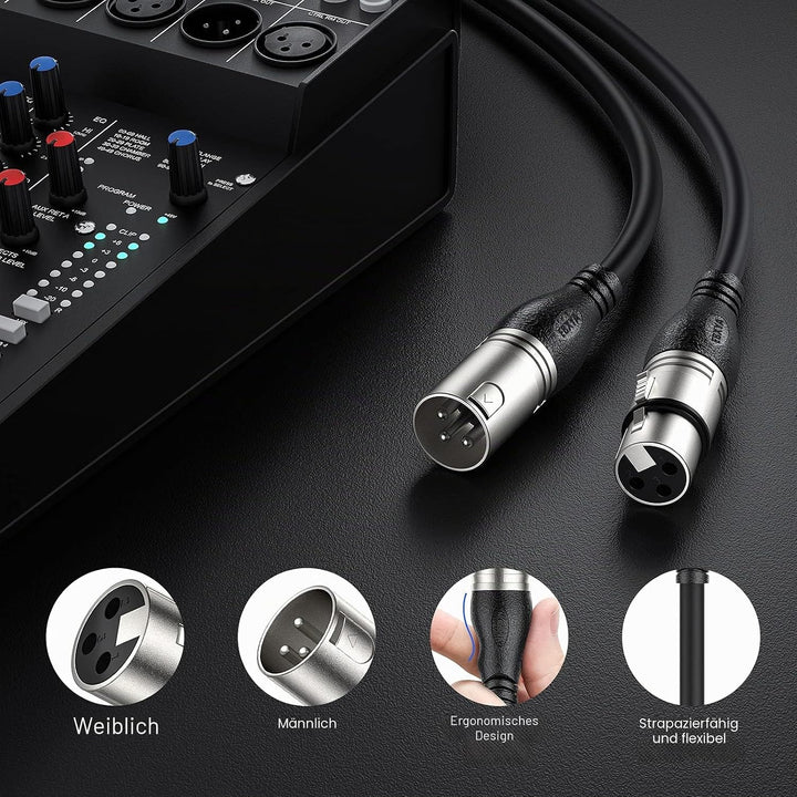EBXYA XLR Kabel XLR-Mikrofonkabel 1M/3FT 2 Packungen -3 Pins Symmetrischer XLR-Stecker auf Buchse Bü