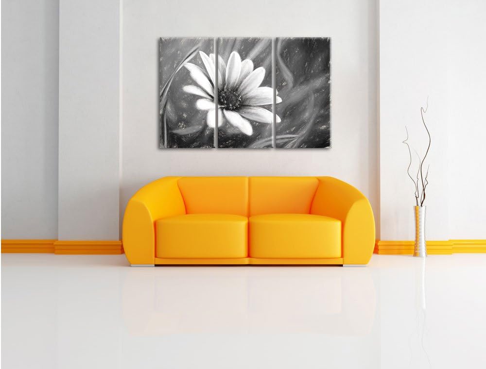 Pixxprint lilane Blume in der Natur Kunst / 3-Teilig/Gesamtmass 120cm Leinwandbild bespannt auf Holz