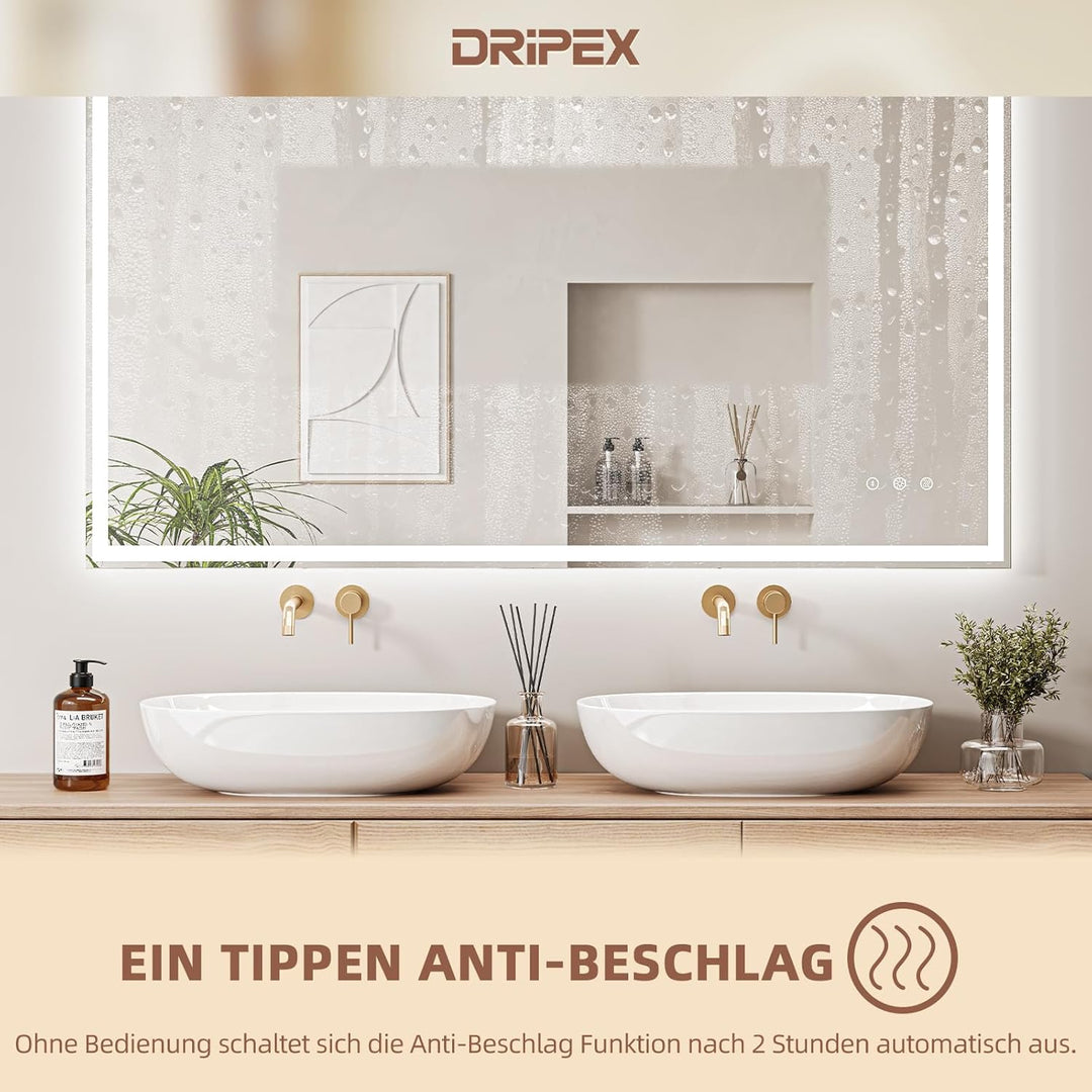 Badezimmerspiegel Led Badspiegel, Speicherfunktion, Touch-Schalter, Druckknopf, Dimmbar, 3 Lichtfarb