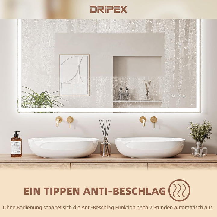 Badezimmerspiegel Led Badspiegel, Speicherfunktion, Touch-Schalter, Druckknopf, Dimmbar, 3 Lichtfarb