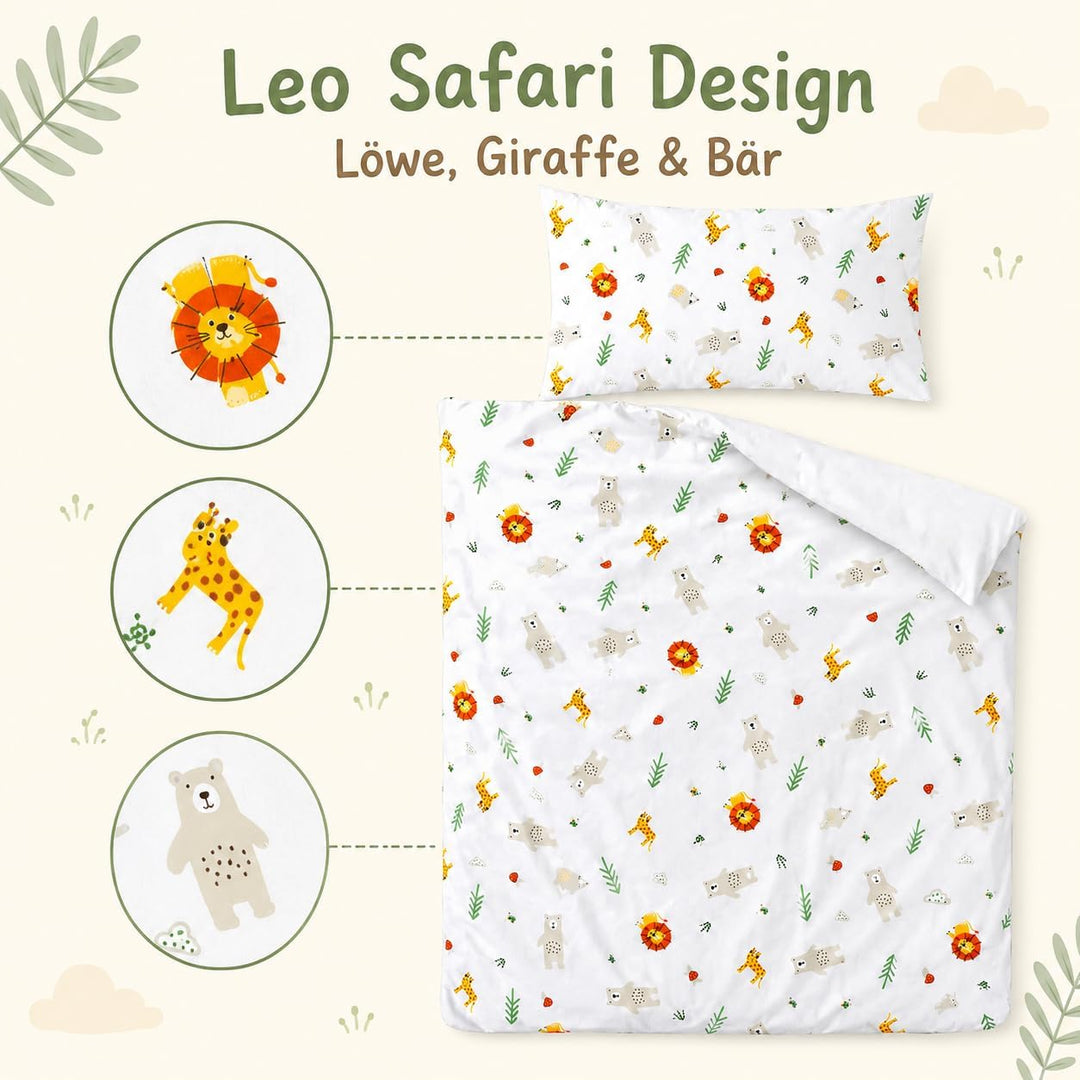 various Wendbare Babybettwäsche-Sets (60 x 120 cm), 100% Baumwolle, bestehend aus Bettbezug und Kiss