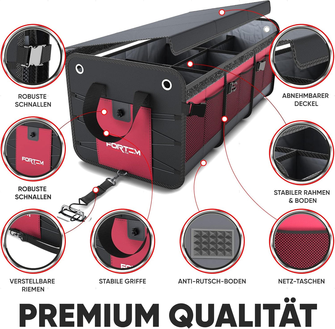 FORTEM Kofferraum Organizer, Kofferraumtasche, Zusammenklappbarer Auto Organizer Kofferraum mit Fäch