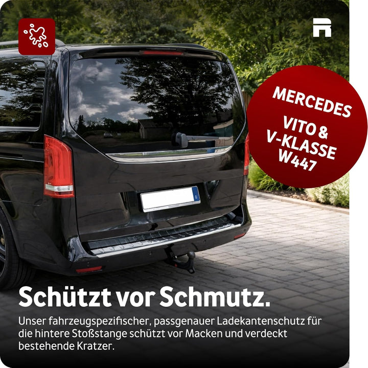 Ladekantenschutz Edelstahl CHROM kompatibel für MERCEDES VITO, V-KLASSE W447 | mit Abkantung | premi