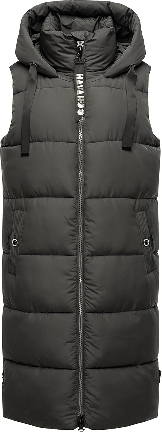 Navahoo Damen ärmellose Lange Outdoorweste warme Winterjacke Schnuffelchen XS-3XL XS Anthracite, XS