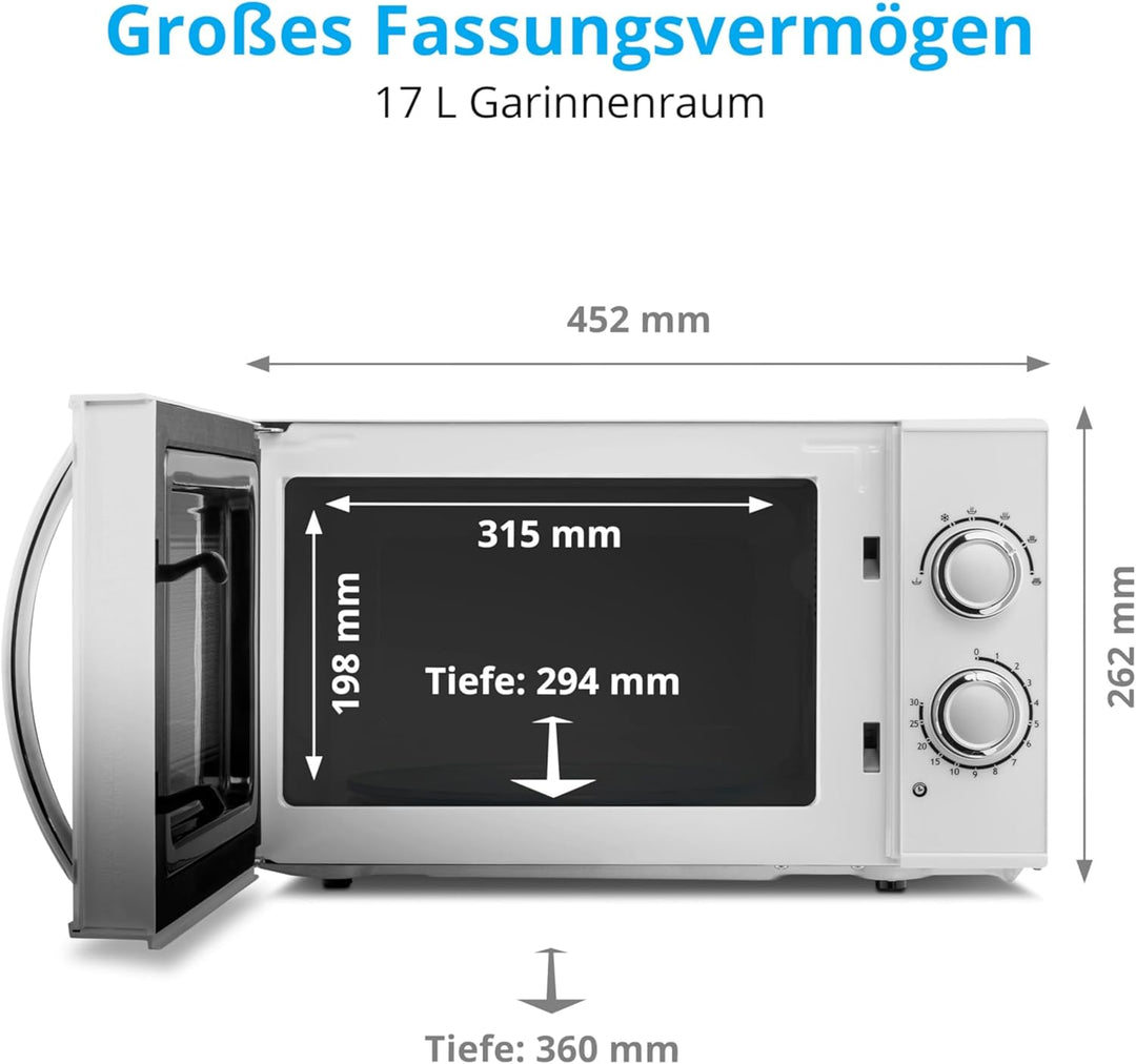MEDION Mikrowelle, ca. 700 Watt Leistung, ca. 17 Liter Kapazität, 6 Stufen, Auftaufunktion, MD 15644