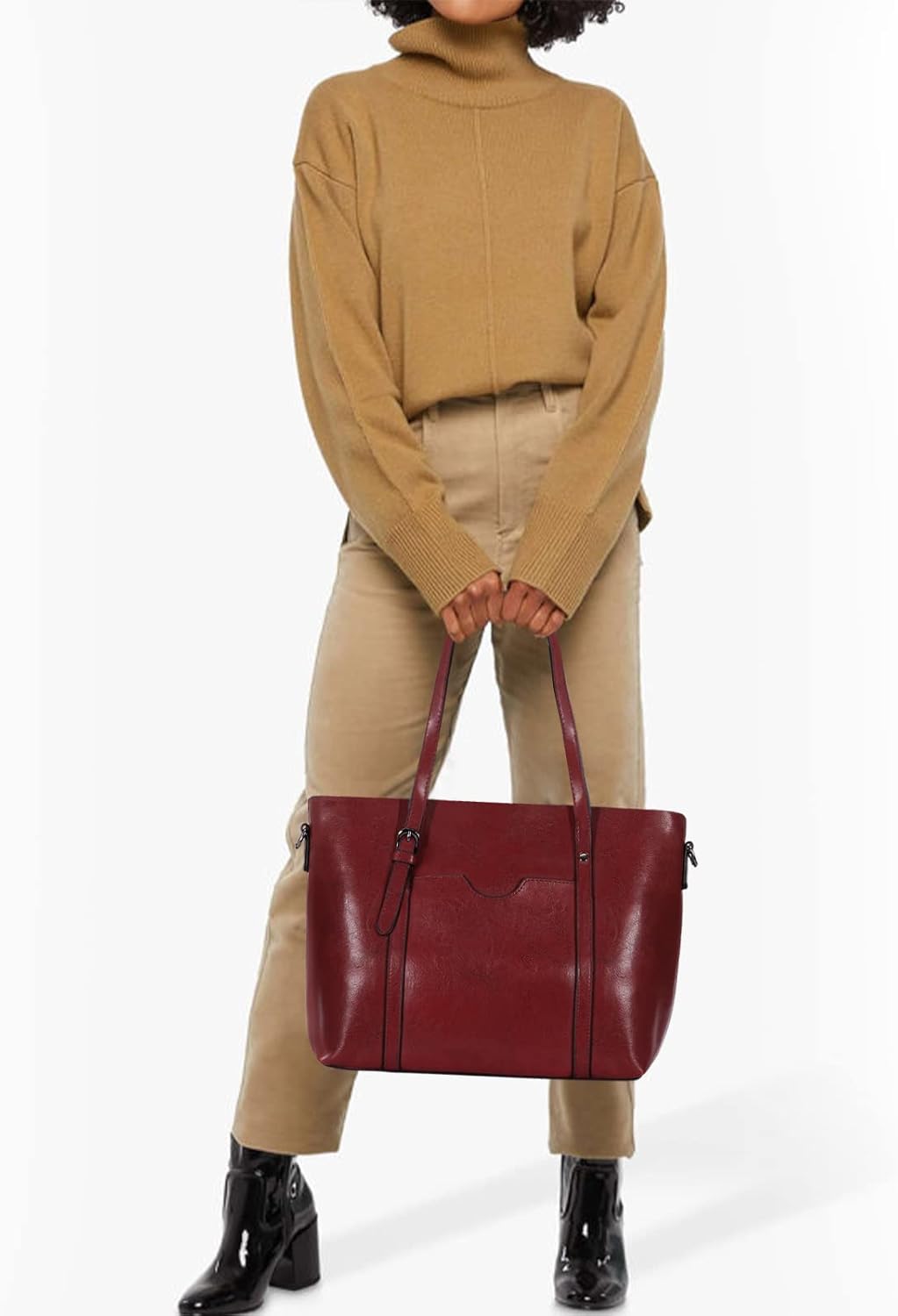 HAWEE Damen Crossbody Handtasche Grosse Shopper Umhängetasche Kunstleder Tote Schultertasche Mode He