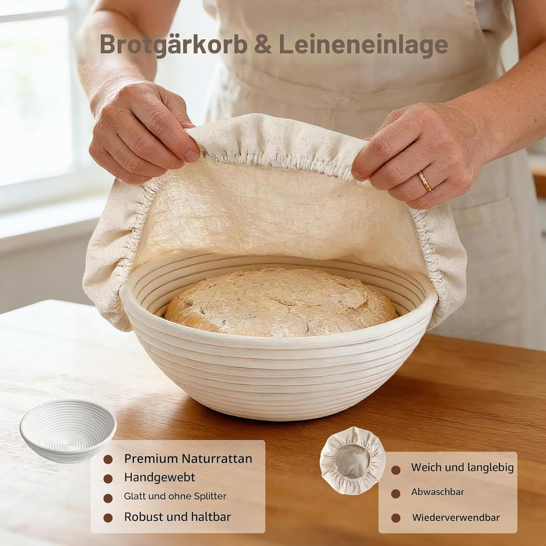 gärkörbchen für brot, Material: Rattan, Masse: 25x8cm, Farbe: Natur, Rundes Gärkorb Zum Brotbacken-S