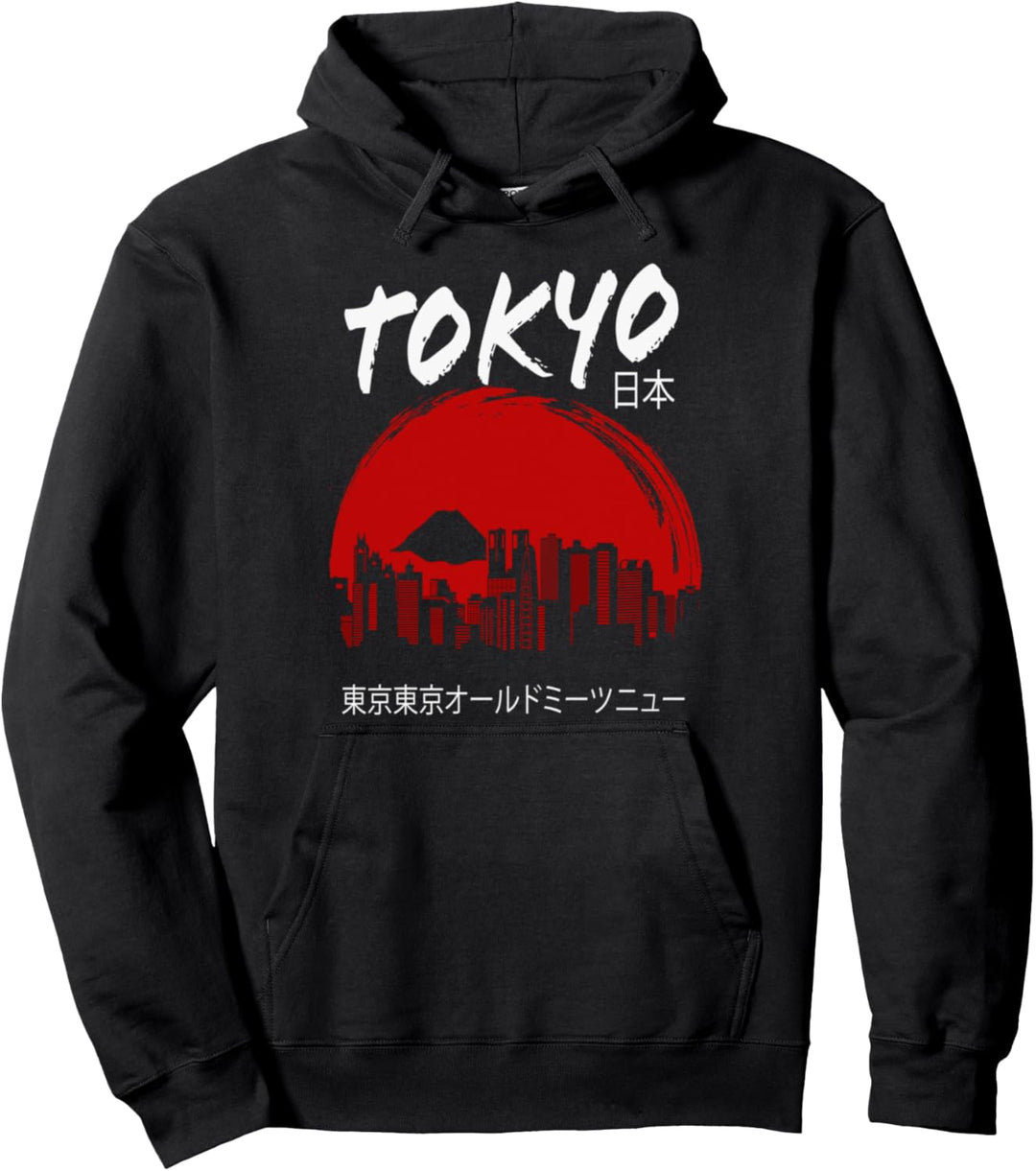 Japanische Ästhetik Japan Tokyo City Skyline Kanji Pullover Hoodie