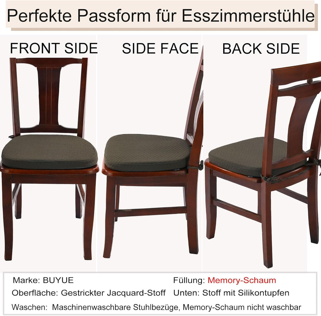 BUYUE Luxus Memory Foam Stuhl Kissen 1 Pack, Jacquard 40cm U-Form komfortable Esszimmerstuhl Pad, ab