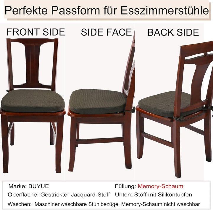 BUYUE Luxus Memory Foam Stuhl Kissen 1 Pack, Jacquard 40cm U-Form komfortable Esszimmerstuhl Pad, ab
